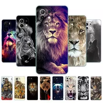 Чехол для Xiaomi Mi 11/Mi 11 Lite 5G NE 4G/Mi 11i/Mi 11 Ultra, задняя крышка для телефона на xiaomi11 i Mi11, волк, тигр, лев, медведь Xiaomi Mi 11