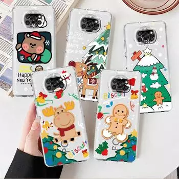 Чехол для Xiaomi Mi Poco X3 NFC 11 Lite M3 10T 9T 12 Redmi Note 10 9 9S 8 8T 7 мягкий прозрачный чехол для телефона Новый год Xiaomi Poco F3