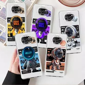 Чехол для Xiaomi Mi Poco X3 NFC 11 Lite M3 10T 9T 12 Redmi Note 10 9 9S 8 8T 7 мягкий прозрачный чехол для телефона с изображением астронавта класса люкс Xiaomi Poco F3