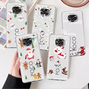 Чехол для Xiaomi Mi Poco X3 NFC 11 Lite M3 10T 9T 12 Redmi Note 10 9 9S 8 8T 7, мягкий прозрачный чехол для телефона с милой мультяшной куклой, Рождеством Xiaomi Poco F3