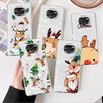 Чехол для Xiaomi Mi Poco X3 NFC 11 Lite M3 10T 9T 12 Redmi Note 10 9 9S 8 8T 7 мягкий прозрачный чехол для телефона Snow Merry Christmas Xiaomi Poco F3