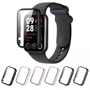 Чехол для Xiaomi Mi Watch Band 8 Pro 7 Pro PC, твердое закаленное стекло, защитный экран, универсальный бампер, одноцветные чехлы для часов, аксессуары For Xiaomi Band 7 Pro чёрный
