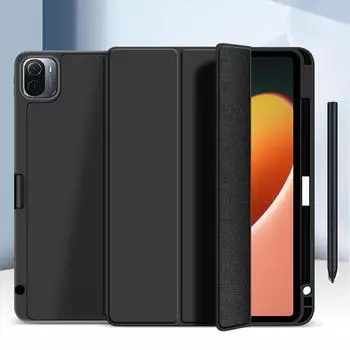 Чехол для Xiaomi Pad 5 с держателем для карандашей, чехол для Mi Pad 5, чехол для Xiaomi redmi Pad 10,6, кожаный чехол с автоматическим пробуждением и сном Mi Pad 5 and 5 Pro темно-зеленого