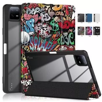 Чехол для Xiaomi Pad 6 Pro, 11 дюймов, тройной кожаный, акриловый, с жесткой задней панелью, умный чехол для Funda Xiaomi Pad 6, чехол с держателем для ручек For Xiaomi Pad 6