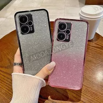 Чехол для Xiaomi Poco F5, гальванический мягкий блестящий чехол из ТПУ для сотового телефона, чехол для телефона Xiaomi PocoF5 для девочек и женщин Xiaomi Poco F5 чёрный