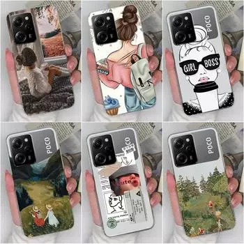 Чехол для Xiaomi Poco M4 X5 Pro 5S 6S Plus 11T Pro 5X 6X, модный прозрачный чехол для телефона для мальчиков и девочек, матовый мягкий силиконовый противоударный бампер для Xiaomi Xiaomi 12