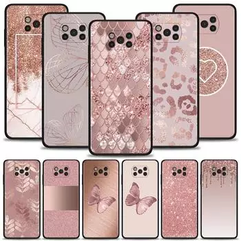 Чехол для Xiaomi Poco X3 NFC F3 GT M3 Pro 5G Pocophone F1 Note 10 Civi 11T 10T Pro 11 Lite 5G 9T чехол Rose Pink Pattern Bling Poco X3 NFC