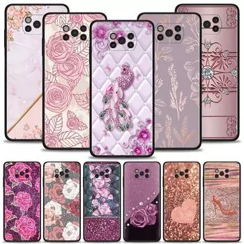 Чехол для Xiaomi Poco X3 Nfc X3 M3 Pro X3 F3 Gt F1, чехол для Mi 11t 10t Pro 9t 11 Note 10lite Civi Rose Pink Purple с блестящим узором For Poco X3 NFC
