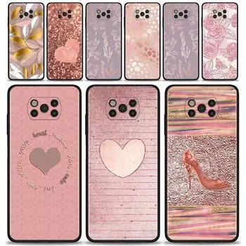 Чехол для Xiaomi POCO X3 NFC X3 M3 M4 Pro X3 F3 GT, чехол для Mi 11T 10T Pro 9T 11 Note 10 Lite Civi Shell Rose Pink Heart Pattern Mi Civi