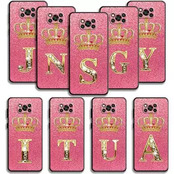 Чехол для Xiaomi Poco X3 Nfc X4pro M3 C40 для Mi 12 11 10 10t 8 Note10 Lite 11ultra 11t Pro F1 золотой розовый бриллиант Корона с надписью For Mi Note 10 Lite