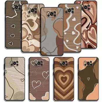Чехол для Xiaomi Poco X3 Nfc X4pro M3 C40 для Mi 12 11 10 10t 8 Note10 Lite 11ultra 11t F1 модный коричневый с текстурой под дерево Love For Mi Note 10 Lite