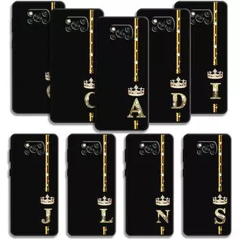 Чехол для Xiaomi Poco X3 Nfc X4pro M3 C40 для Mi 12 11 10 10t 8 Note10 Lite 11ultra 11t Pro F1 Diamond Crown Queen King Letter For Mi Note 10 Lite