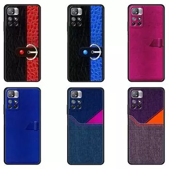 Чехол для Xiaomi poco x3 pro x3nfc 3pro 12 12pro 12x 11 lite 11t 10t Funda, кожаный флип-кошелек с рисунком, синие джинсы, текстурный принт Mi 10 5G