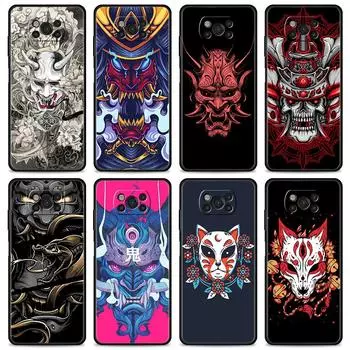 Чехол для Xiaomi Poco X3 X4 NFC M3 M4 Pro 5G Mi 11 lite 11T 9T 12 10T 11E Note10, чехол для телефона, японская маска самурая Oni Mi 9