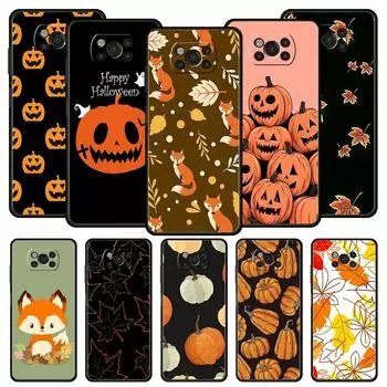 Чехол для Xiaomi Poco X5 Pro X4 X3 NFC F5 Pro F4 F3 GT M5 M4 Pro 5G M3 C51 C50 C55 с изображением лисы и тыквы на Хэллоуин Poco F5