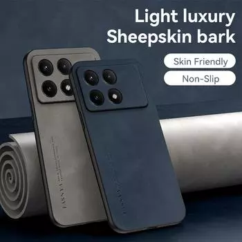 Чехол для Xiaomi Poco X6 PocoX6 Pro, мягкий силиконовый край, твердая задняя крышка, чехол для телефона из искусственной кожи For Xiaomi Poco X6 чёрный