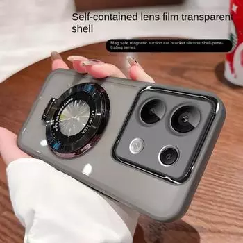 Чехол для Xiaomi Poco X6 Pro Redmi Note 13 Pro, мягкий прозрачный чехол с кольцом, магнитной линзой, защитная задняя крышка, чехол Redmi Note 13 4G чёрный