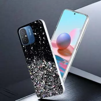 Чехол для Xiaomi Redmi 12C 13C A2 A1 A3 12 10C 10 Redmi Note 13 Pro Plus 12 11 Poco X6 M6 X5 Pro M5S X3, блестящий блестящий силиконовый мягкий тонкий чехол Xiaomi Poco X3 Pro чёрный