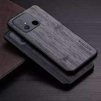 Чехол для Xiaomi Redmi 12C, кожаный чехол с узором из бамбукового дерева, роскошный чехол для xiaomi redmi 12c, чехол, капа Redmi 12C чёрный