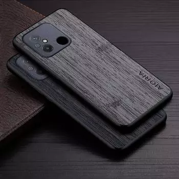 Чехол для Xiaomi Redmi 12C, кожаный чехол с узором из бамбукового дерева, роскошный чехол для xiaomi redmi 12c, чехол, капа Redmi 12C чёрный