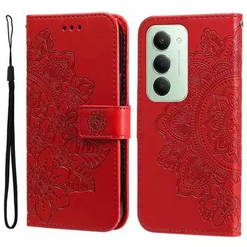 Чехол для Xiaomi Redmi 15 5G с цветочным узором, из искусственной кожи, кошелек-подставка, чехол для телефона Red