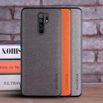 Чехол для Xiaomi Redmi 9 9T 9C 9A Coque Роскошный текстильный кожаный чехол из мягкого ТПУ Жесткий ПК чехол для телефона Xiaomi Redmi 9 Чехол Funda Redmi 9 чёрный