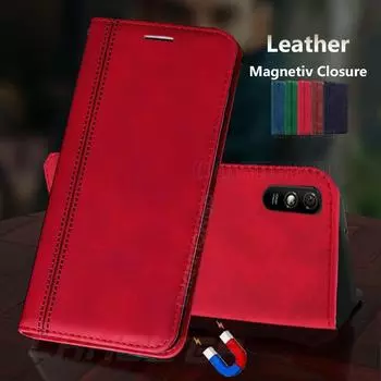 Чехол для Xiaomi Redmi 9AT 9C 9 C NFC, роскошные кожаные чехлы-книжки с магнитной застежкой-книгой для Xiaomi Redmi 9 9A 9C, мягкий силиконовый чехол-бумажник, Fundas Redmi 9A чёрный