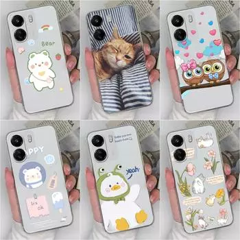 Чехол для Xiaomi Redmi K60 Ultra 13C Note 13 Pro + 4G 5G 12S K70E 5G A3, чехлы с мультяшным рисунком, кошка, сова, прозрачный мягкий силиконовый чехол для Redmi Redmi 13C 4G
