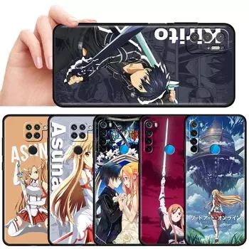 Чехол для Xiaomi Redmi Note 10 9 8 Pro 9S 10S 9A 9C NFC 7 K40 9T 8T 7A черный мягкий силиконовый чехол для телефона SAO Kirito Anime Sac Redmi 8