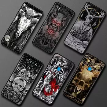 Чехол для Xiaomi Redmi Note 10 Pro 9 8 9S 11 10S 7 9A K40 9T 9C NFC 8T черный мягкий силиконовый чехол для телефона Devil Horror Skull Redmi Note11 Pro