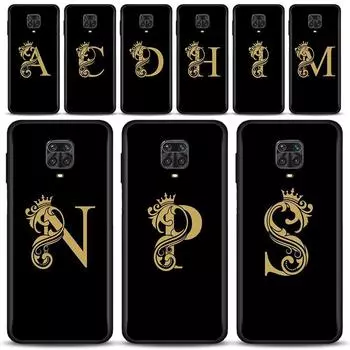 Чехол для Xiaomi Redmi Note 11 10 9 8 7 Pro Max 9T 8T 9S, чехол для Redmi 10 9 8 9C 9A 8A 7A, роскошный золотисто-желтый чехол с короной и буквой AZ Redmi Note 11