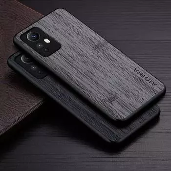 Чехол для Xiaomi Redmi Note 12S, чехол из бамбукового дерева, кожаный чехол, роскошный чехол для redmi note 12s Xiaomi Redmi Note 12S коричневый