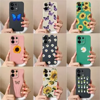 Чехол для Xiaomi Redmi Note 13 Pro 13 A3 4G 13R Turbo 3 5G Pretty Daisy Sunflower Матовый жидкий силиконовый анти-капельный роскошный бампер для Redmi Redmi Note 13 4G