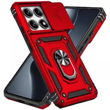 Чехол для Xiaomi Redmi Note 14 Pro 4G 5G Чехол Автомобильный Магнитный Кольцо-Подставка Сдвижная Защита Объектива Камеры Бронированный Противоударный Чехол Для Note 14 4G 5G Funda For Redmi Note 14 4G