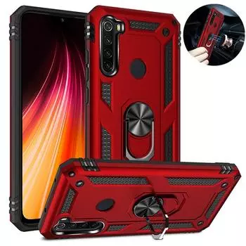 Чехол для Xiaomi Redmi Note 8T 7 8 Pro, роскошный противоударный чехол для телефона Redmi 7 8 7A 8A, автомобильный магнитный держатель с кольцом, задняя крышка For Redmi Note 8 чёрный