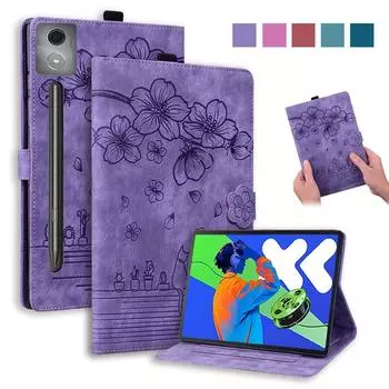 Чехол для Xiaoxin Pad Pro 12.7 2025 Tb373fu Tb375fc Emboss 3D Flower Wallet Cover для Lenovo Xiaoxin Pad Pro 12 7 дюймов 2025 Чехол Lenovo 12.7 2025 синий