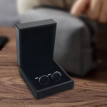 Чехол для запонок, дисплей для запонок для мужчин, черный, маленький, портативный, из искусственной кожи, классический подарок для ювелирных изделий