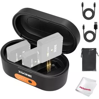 Чехол для зарядки беспроводного петличного микрофона 2 в 1, совместимый с Rode Wireless Go 1/2 поколения чёрный