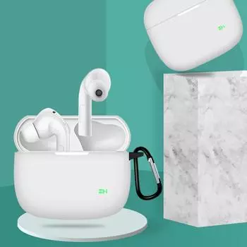 Чехол для зарядки беспроводных наушников True Wireless, противоударный защитный чехол с брелоком * белый