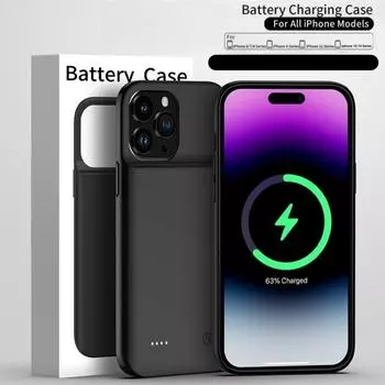 Чехол для зарядного устройства для Iphone 15 14pro 12 11 Pro Max Smart Power Bank, чехол для зарядного устройства для IPhone XS Max XR 7 8 Plus SE2 SE3, защитный чехол iphone7/8/se 2021 2022 чёрный