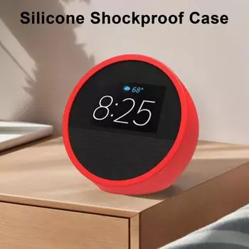 Чехол для защиты от пыли, силиконовый защитный чехол для динамика, ударопрочный, легко устанавливаемый, защитный чехол для динамика Echo Spot 2024 красный