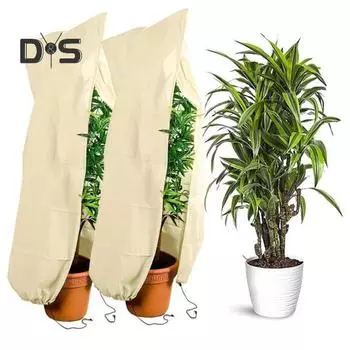 Чехол для защиты растений от холода, зимнее защитное одеяло от мороза с регулируемой застежкой-молнией, сумка для защиты от замерзания для садовых кустарников и деревьев зелёный