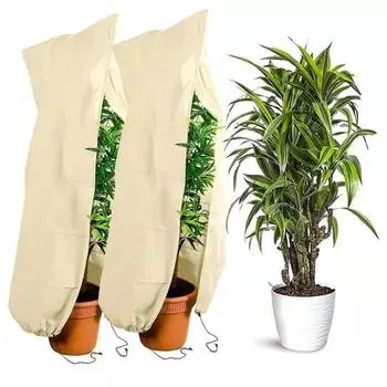 Чехол для защиты растений от холода, зимнее защитное одеяло от мороза с регулируемой застежкой-молнией, сумка для защиты от замерзания для садовых кустарников и деревьев белый