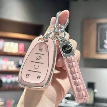 Чехол для женского брелока с брелком для Chevrolet Equinox Malibu Cruze Camaro Tahoe Silverado Traverse Blazer Sonic, розовый розовый