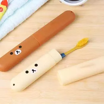 Чехол для зубной щетки Белый медведь Пластиковый дорожный чехол Коробка для хранения Антибактериальный бурый медведь 1pcs