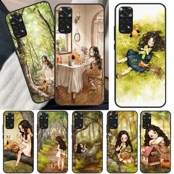 Чехол «Дневник лесной девушки» для Xiaomi Redmi Note 10 8 9 11 Pro 8T 9S 10S 11S Redmi 10C 9C 9A 9T K50 K40 Gaming Redmi Note 8 Pro