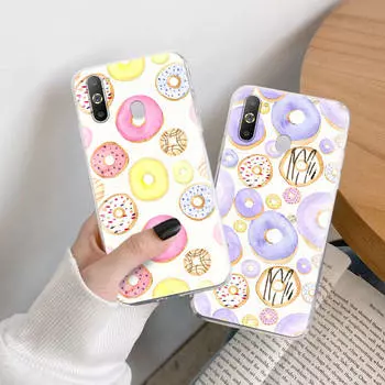 Чехол Donuts TPU для iPhone XR 7 8 14 15 11 12 13 X XS Pro Max Xiaomi Redmi 13C Note 9 Samsung A22 S23 S24 Ultra Plus VIVO Redmi Note 6 pro кожа буйвола