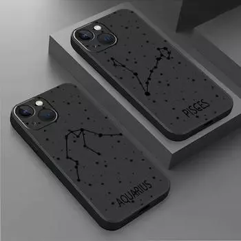 Чехол «Двенадцать созвездий» для Apple iPhone 14 13 11 12 Pro 7 XR X XS Max 8 Plus 6 6S SE 2022 13Pro, черный мягкий чехол для телефона iPhone 14 Plus