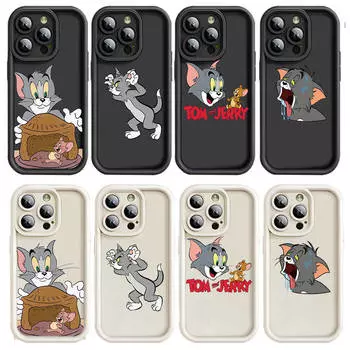 Чехол E-23 Том и Джерри для iPhone 15 14 13 12 8 Plus Samsung S24 S23 Ultra A04S A05S Huawei P40 P50 P60 Nova 11 Pro Max OPPO A17K Reno 10 Huawei Nova 9 капри