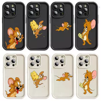 Чехол E-24 Том и Джерри для iPhone 15 14 13 12 8 Plus Samsung S24 S23 Ultra A04S A05S Huawei P40 P50 P60 Nova 11 Pro Max OPPO A17K Reno 10 Huawei Nova 10 капри